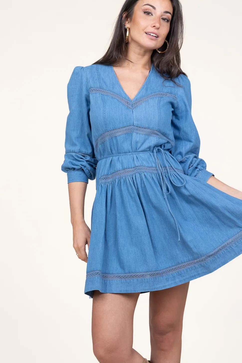Fashion Twinset Non-Stretch Dress With Denim Look Lynn | Blue... | | Little Soho