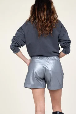 Hot STUDIO AR Non-Stretch Leather Short Rosa | Silver... | | Little Soho