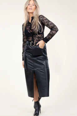Shop Ibana Non-Stretch Leather Skirt Sanja | Black... | | Little Soho