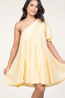 New Devotion One-Shoulder Dress Gloria | Yellow... | | Little Soho