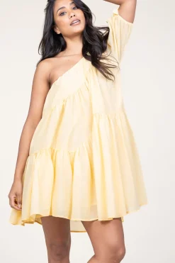 New Devotion One-Shoulder Dress Gloria | Yellow... | | Little Soho