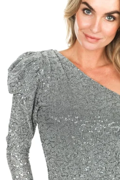 Shop Dante 6 One-Shoulder Sequin Body Eleni | Silver... | | Little Soho