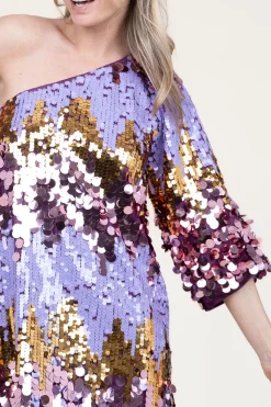 Store Dante 6 One-Shoulder Sequin Dress Dynamique | Purple... | | Little Soho