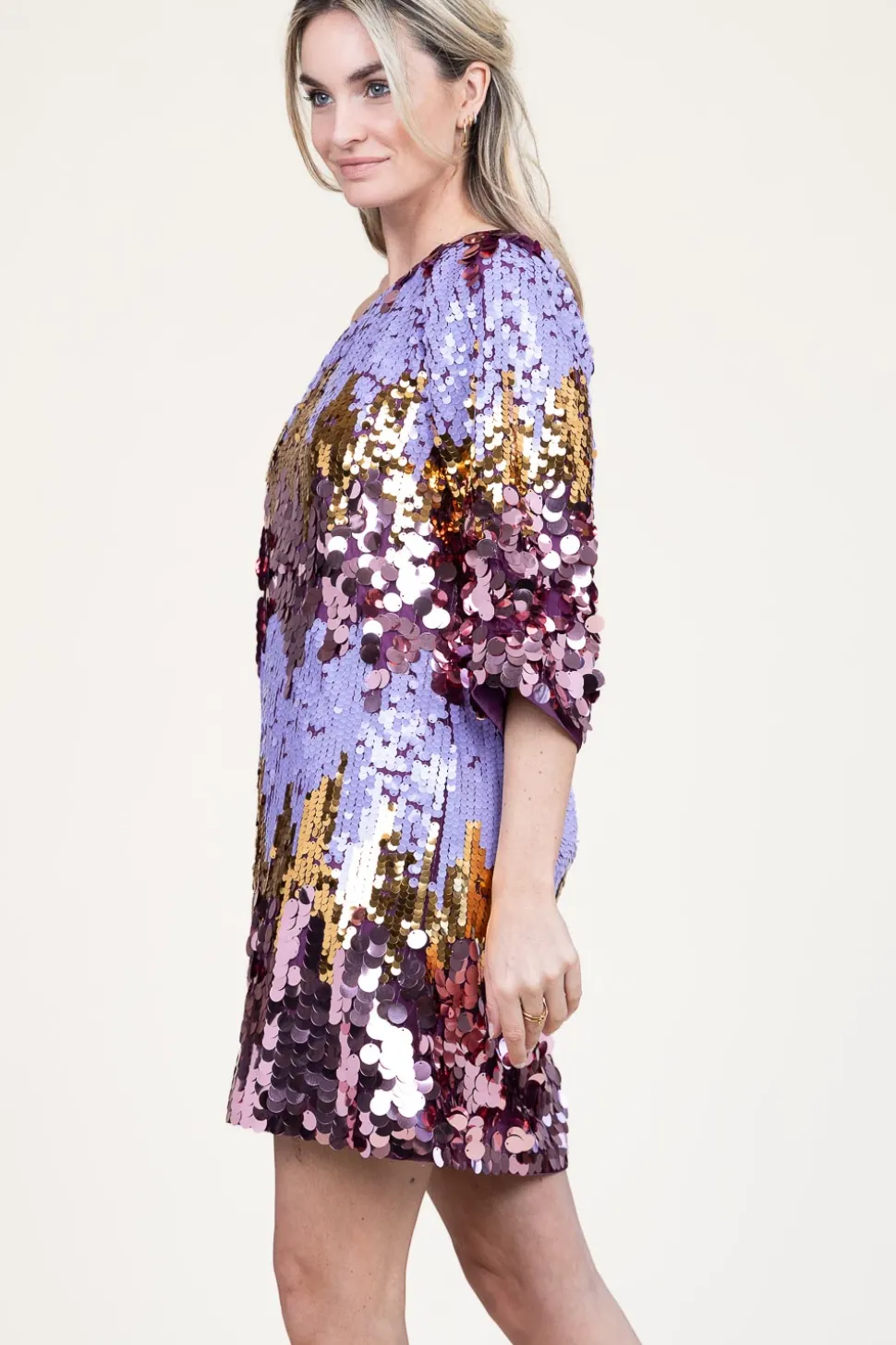 Store Dante 6 One-Shoulder Sequin Dress Dynamique | Purple... | | Little Soho