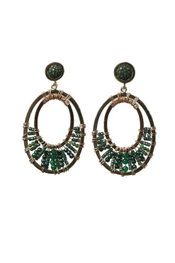 Fashion Barong Barong Oval Earrings Nilofar | Green... | | Little Soho