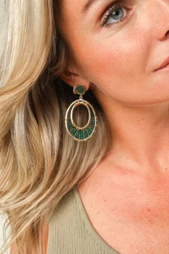 Fashion Barong Barong Oval Earrings Nilofar | Green... | | Little Soho