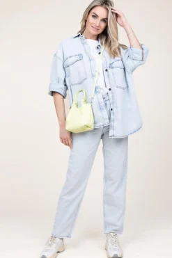 Best Sale American Vintage Oversized Denim Blouse Joybird | Blue... | | Little Soho