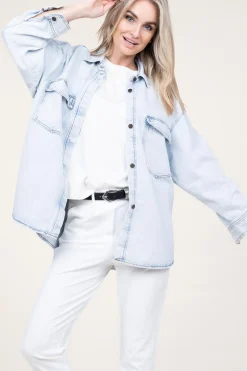 Best Sale American Vintage Oversized Denim Blouse Joybird | Blue... | | Little Soho