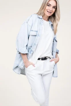 Best Sale American Vintage Oversized Denim Blouse Joybird | Blue... | | Little Soho