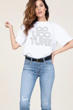 Cheap Co'Couture Oversized T-Shirt With Logo Outline | White... | | Little Soho