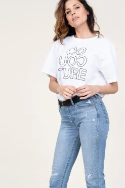 Cheap Co'Couture Oversized T-Shirt With Logo Outline | White... | | Little Soho