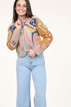 Outlet Berenice Patchwork Suede Jacket Varina | Camel... | | Little Soho