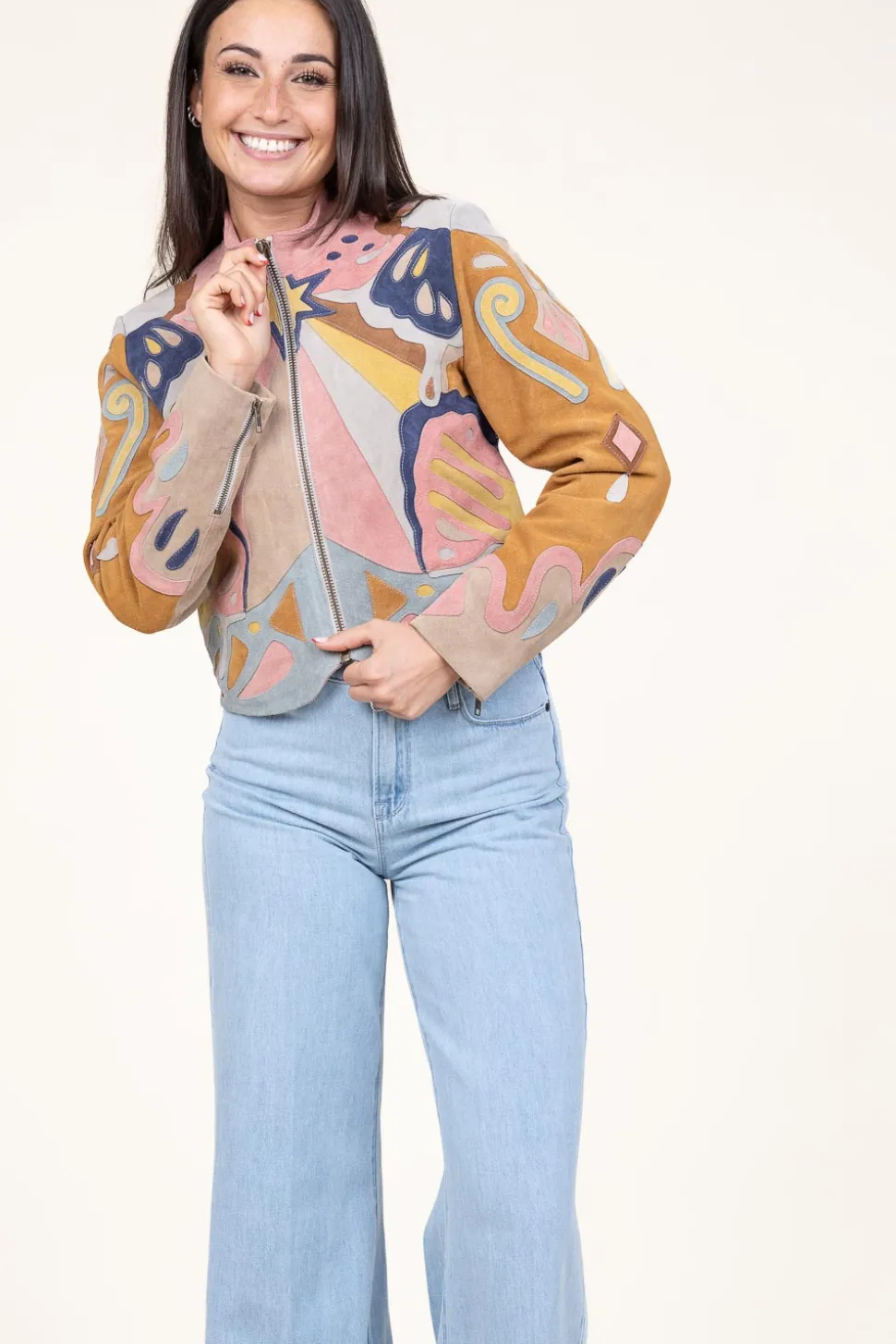 Outlet Berenice Patchwork Suede Jacket Varina | Camel... | | Little Soho