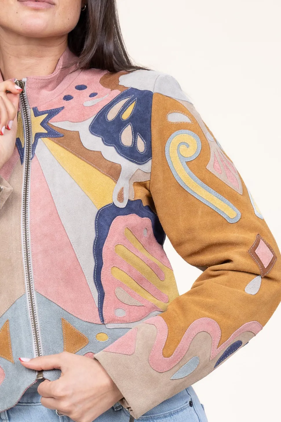 Outlet Berenice Patchwork Suede Jacket Varina | Camel... | | Little Soho