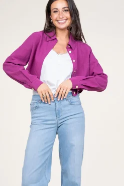 Clearance Liu Jo Pinstripe Cropped Blouse Trapani | Purple... | | Little Soho