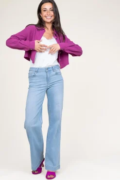 Clearance Liu Jo Pinstripe Cropped Blouse Trapani | Purple... | | Little Soho