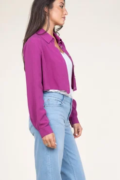 Clearance Liu Jo Pinstripe Cropped Blouse Trapani | Purple... | | Little Soho