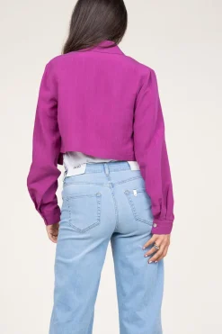 Clearance Liu Jo Pinstripe Cropped Blouse Trapani | Purple... | | Little Soho