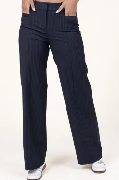 Hot ba&sh Pinstripe Straight Leg Trousers Pistachio | Blue... | | Little Soho