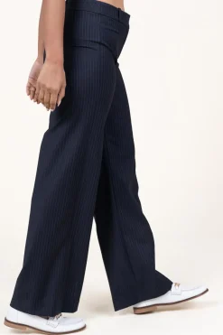 Hot ba&sh Pinstripe Straight Leg Trousers Pistachio | Blue... | | Little Soho