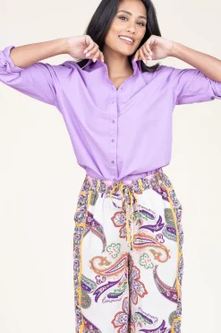 Best Sale Moment Amsterdam Poplin Boyfriend Blouse Iconic | Purple... | | Little Soho