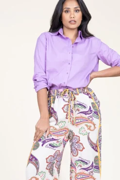 Best Sale Moment Amsterdam Poplin Boyfriend Blouse Iconic | Purple... | | Little Soho