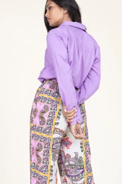 Best Sale Moment Amsterdam Poplin Boyfriend Blouse Iconic | Purple... | | Little Soho