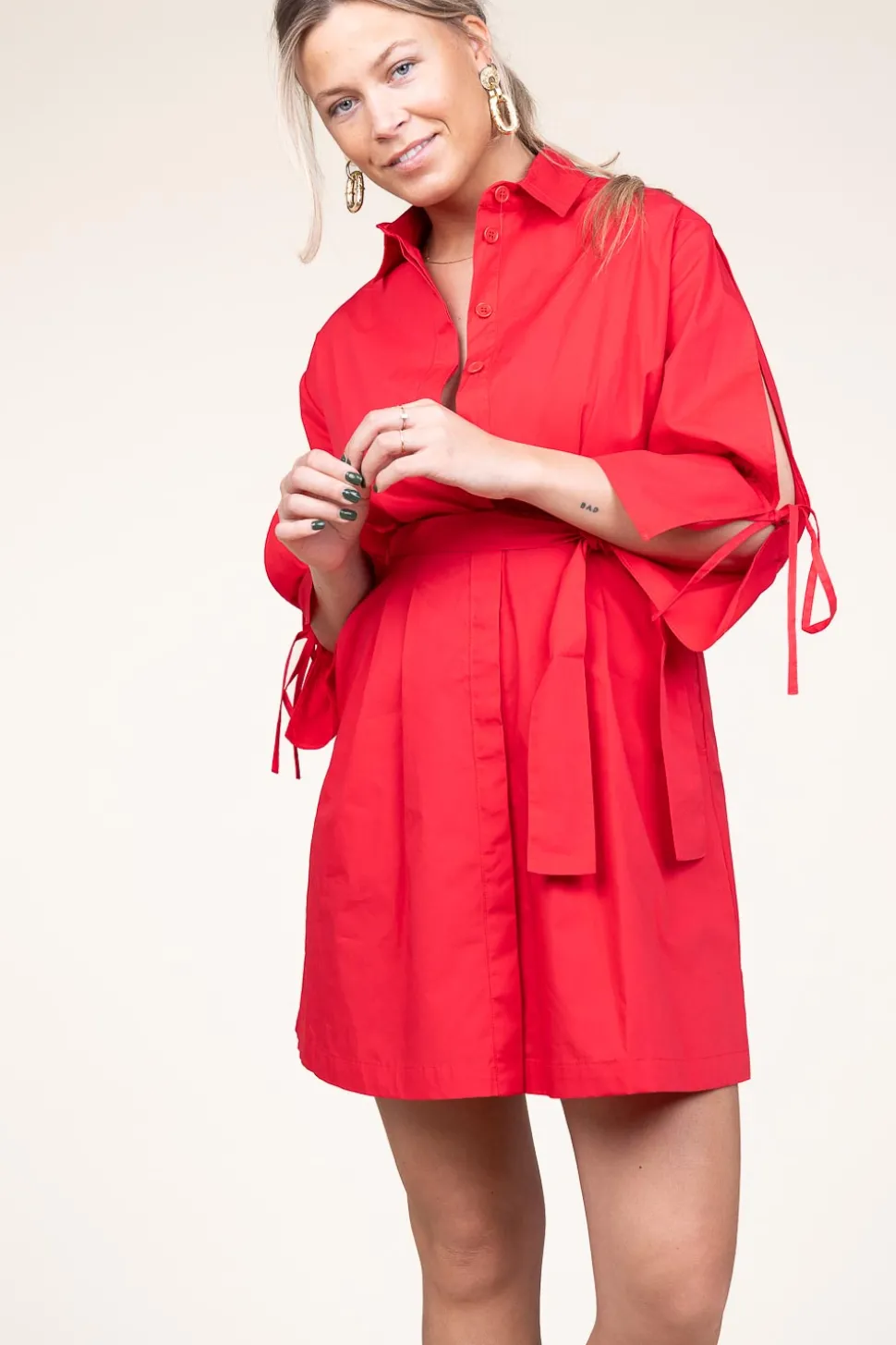 Outlet Liu Jo Poplin Button Through Dress With Pockets Valderice | Red... | | Little Soho