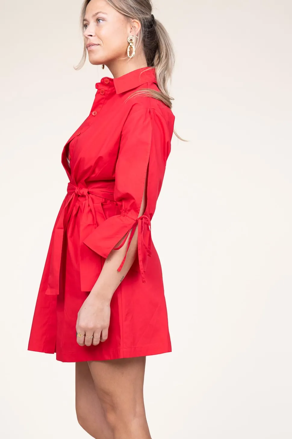 Outlet Liu Jo Poplin Button Through Dress With Pockets Valderice | Red... | | Little Soho