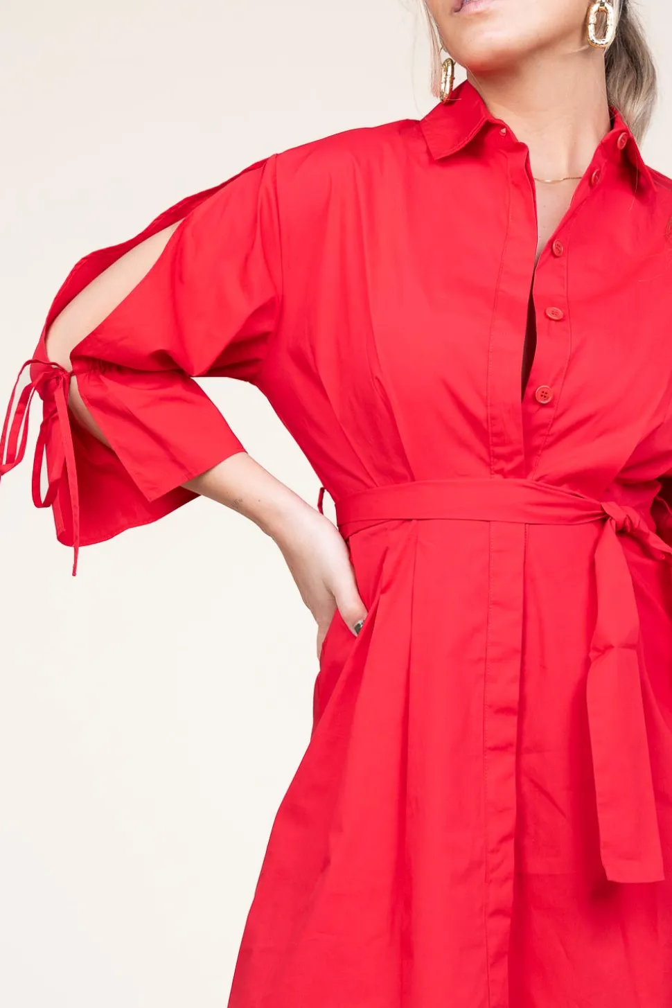 Outlet Liu Jo Poplin Button Through Dress With Pockets Valderice | Red... | | Little Soho