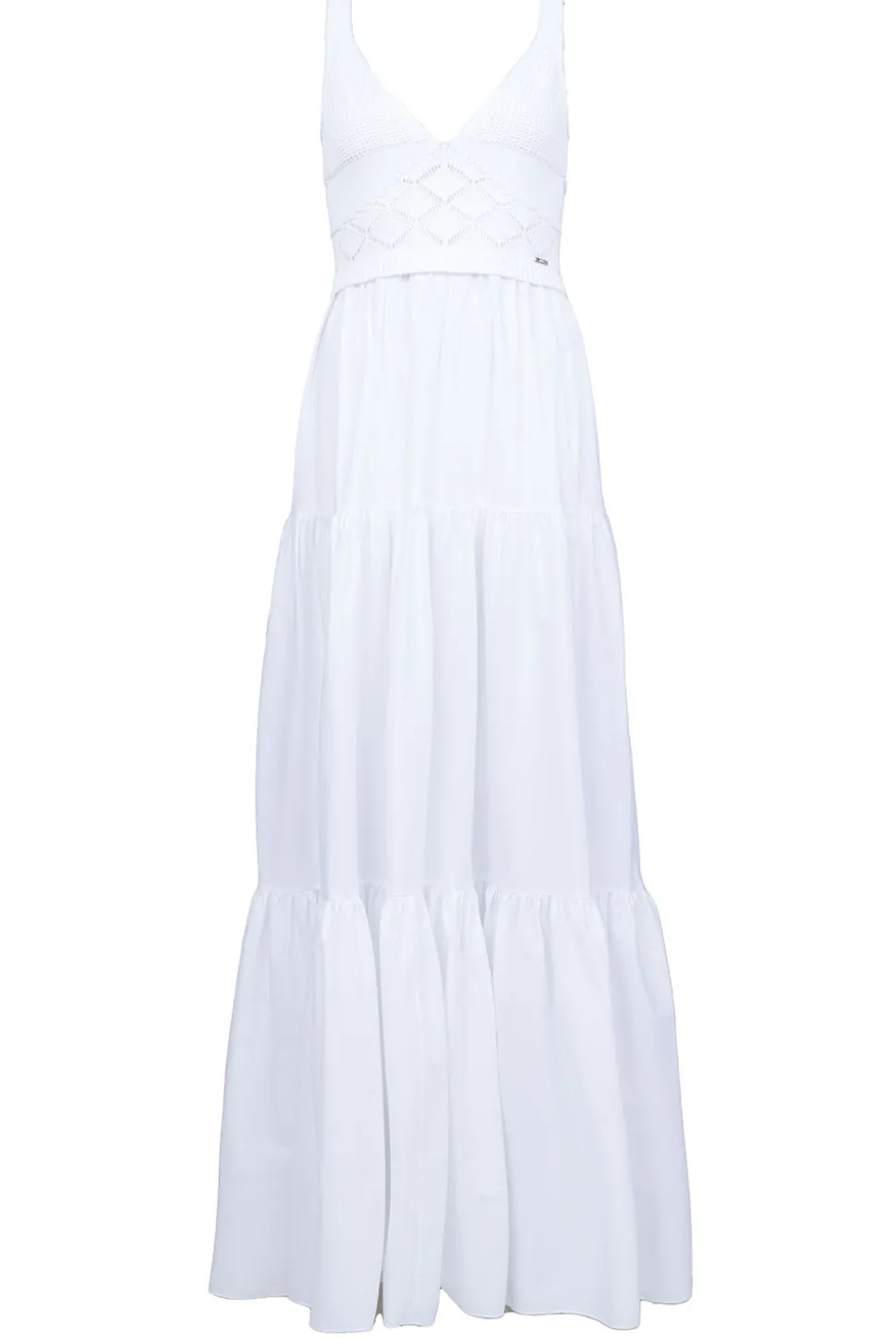 New Liu Jo Poplin Crochet Maxi Dress Marsala | White... | | Little Soho