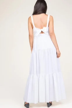 New Liu Jo Poplin Crochet Maxi Dress Marsala | White... | | Little Soho