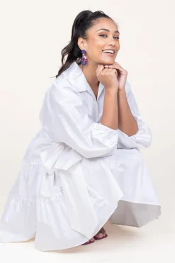 Online Devotion Poplin Dress With Belt Marlee | White... | | Little Soho