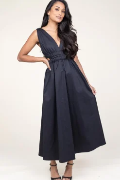 Shop Devotion Poplin Dress With Cut-Outs Kalipso | Black... | | Little Soho