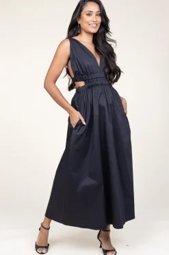 Shop Devotion Poplin Dress With Cut-Outs Kalipso | Black... | | Little Soho