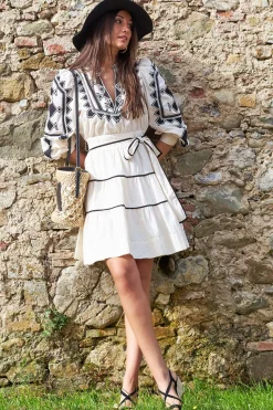 Online Scarlett Poppies Poplin Dress With Embroidery Amalie | Natural... | | Little Soho