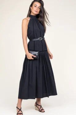 Cheap 45374 Poplin Maxi Dress Rhodos | Black... | March23 | Little Soho