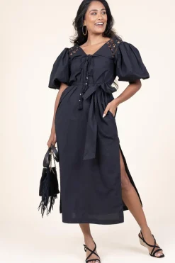 Cheap Scarlett Poppies Poplin Midi Dress Trophelia | Black... | | Little Soho