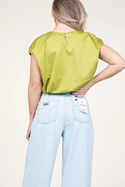 Clearance Devotion Poplin Top With Elastic Band Lanthi | Green... | | Little Soho
