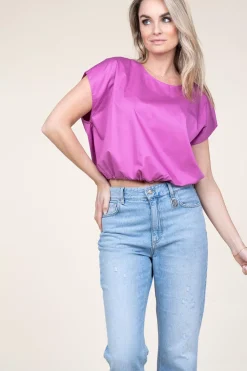 Best Devotion Poplin Top With Elastic Band Lanthi | Fuchsia Purple... | | Little Soho