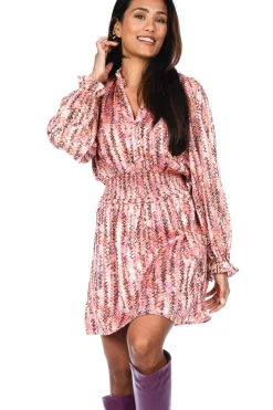 Store Dante 6 Printed Jaqcuard Dress With Lurex Vivida | Pink... | | Little Soho
