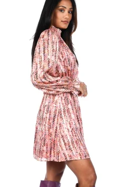 Store Dante 6 Printed Jaqcuard Dress With Lurex Vivida | Pink... | | Little Soho