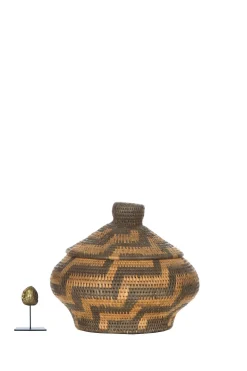 Store Little Soho Living Printed Rattan Basket Grace - Small | Brown... | | Little Soho