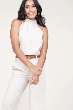 Online 45374 Rayon Halter Top Safi | Natural... | March23 | Little Soho