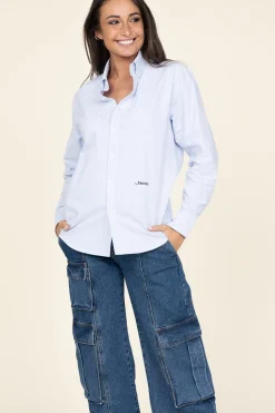 Fashion Mercer Recycled Cotton Blouse The Oxford | Blue... | | Little Soho