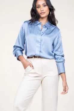 Best Sale Second Female Satin Blouse Galla | Blue... | | Little Soho