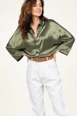 Fashion Greek Archaic Kori Satin Blouse Maia | Green... | | Little Soho