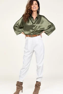 Fashion Greek Archaic Kori Satin Blouse Maia | Green... | | Little Soho