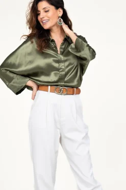 Fashion Greek Archaic Kori Satin Blouse Maia | Green... | | Little Soho