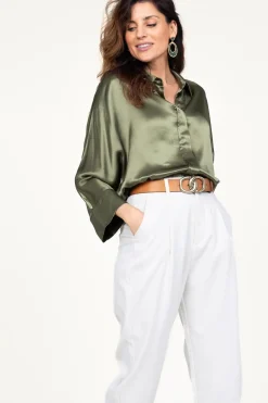 Fashion Greek Archaic Kori Satin Blouse Maia | Green... | | Little Soho